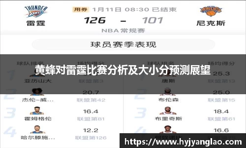 黄蜂对雷霆比赛分析及大小分预测展望